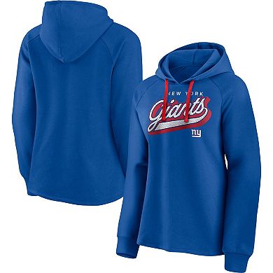 Women's Fanatics Branded Royal/Red New York Giants First Contact Raglan Pullover Hoodie