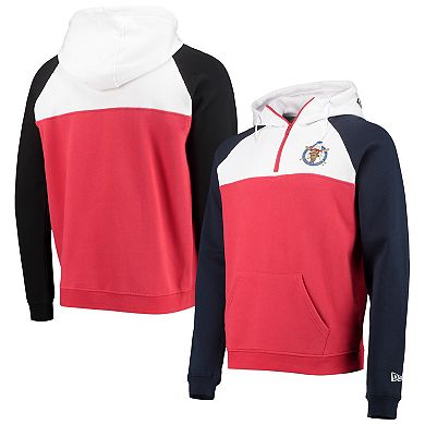 Men's New Era Red/White Washington Nationals Cooperstown Collection Quarter-Zip Hoodie Jacket