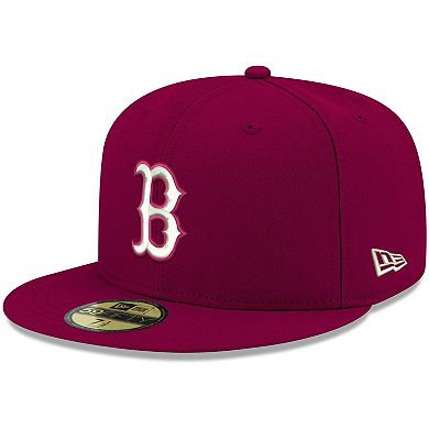 Men's New Era Cardinal Boston Red Sox White Logo 59FIFTY Fitted Hat
