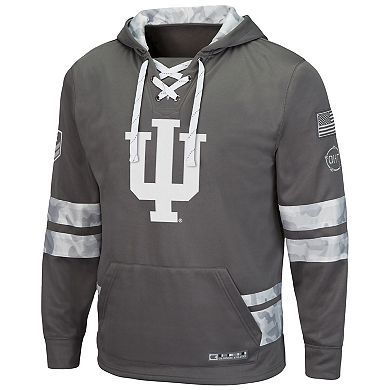 Men's Colosseum Gray Indiana Hoosiers OHT Military Appreciation Lace-Up Pullover Hoodie