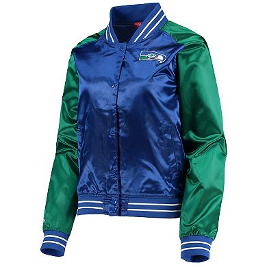 Women's Mitchell & Ness Royal Seattle Seahawks Team 2.0 Satin Raglan Full-Snap Jacket