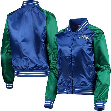 Women's Mitchell & Ness Royal Seattle Seahawks Team 2.0 Satin Raglan Full-Snap Jacket