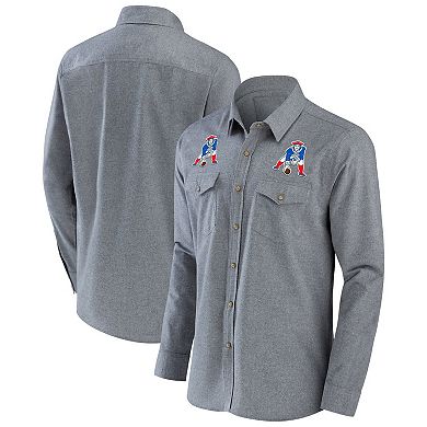 Men's NFL x Darius Rucker Collection by Fanatics Gray New England Patriots Chambray Button-Up Long Sleeve Shirt