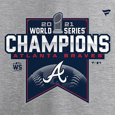 Infant Fanatics Branded Heathered Gray Atlanta Braves 2021 World Series Champions Locker Room Bodysuit