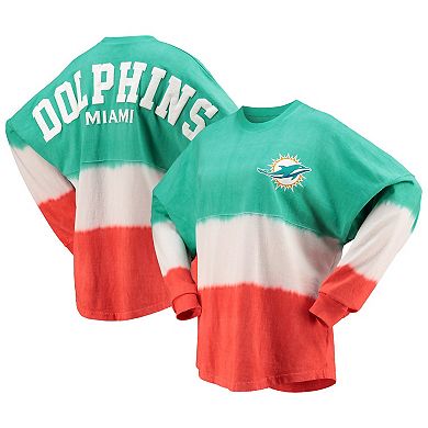 Women's Fanatics Branded Aqua/White Miami Dolphins Ombre Long Sleeve T-Shirt