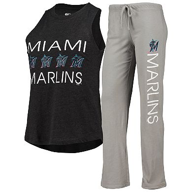 Women's Concepts Sport Gray/Black Miami Marlins Meter Muscle Tank Top & Pants Sleep Set