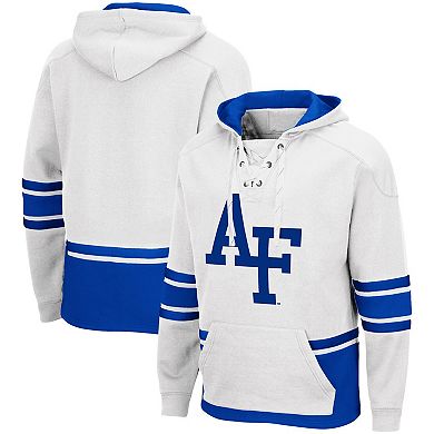 Men's Colosseum White Air Force Falcons Lace Up 3.0 Pullover Hoodie