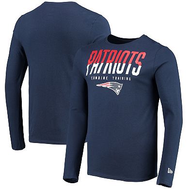 Men's New Era Navy New England Patriots Combine Authentic Split Line Long Sleeve T-Shirt
