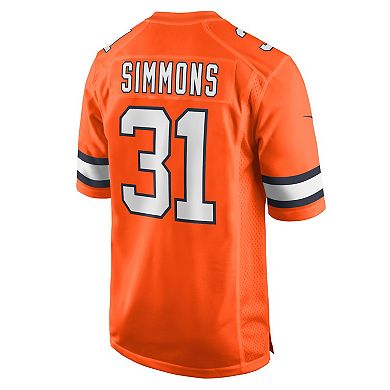 Men's Nike Justin Simmons Orange Denver Broncos Alternate Game Jersey