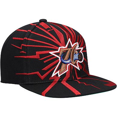 Men's Mitchell & Ness Black Philadelphia 76ers Hardwood Classics Earthquake Snapback Hat