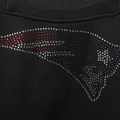 Women's Cuce Black New England Patriots Winners Square Neck Pullover Sweatshirt