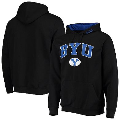 Men's Colosseum Black BYU Cougars Arch & Logo 3.0 Pullover Hoodie