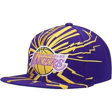 Men's Mitchell & Ness Purple Los Angeles Lakers Hardwood Classics Earthquake Snapback Hat