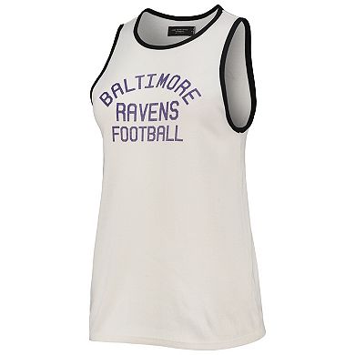 Women's Junk Food White/Black Baltimore Ravens Throwback Pop Binding Scoop Neck Tank Top