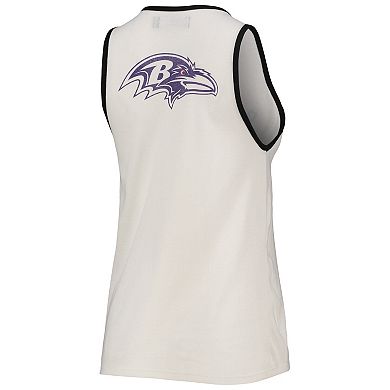 Women's Junk Food White/Black Baltimore Ravens Throwback Pop Binding Scoop Neck Tank Top