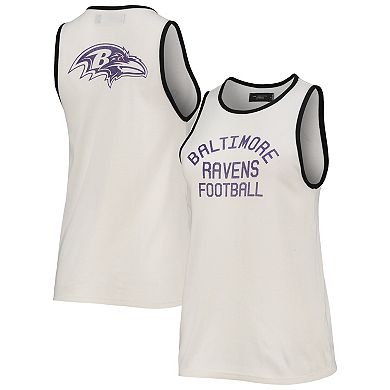 Women's Junk Food White/Black Baltimore Ravens Throwback Pop Binding Scoop Neck Tank Top