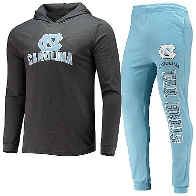 Men's Concepts Sport Carolina Blue/Charcoal North Carolina Tar Heels Meter Long Sleeve Hoodie T-Shirt & Jogger Pants Set