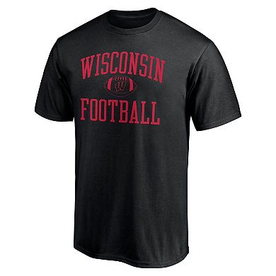 Men's Fanatics Branded Black Wisconsin Badgers First Sprint Team T-Shirt