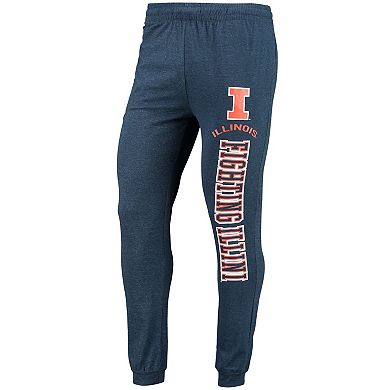 Men's Concepts Sport Heathered Navy/Heathered Charcoal Illinois Fighting Illini Meter Long Sleeve Hoodie T-Shirt & Jogger Pants Set