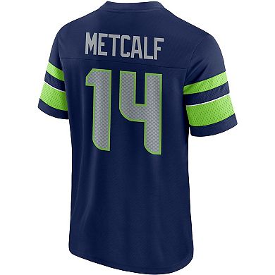 Men's Fanatics Branded DK Metcalf College Navy Seattle Seahawks Hashmark Name & Number V-Neck T-Shirt