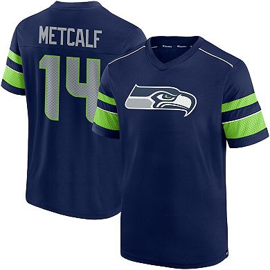 Men's Fanatics Branded DK Metcalf College Navy Seattle Seahawks Hashmark Name & Number V-Neck T-Shirt
