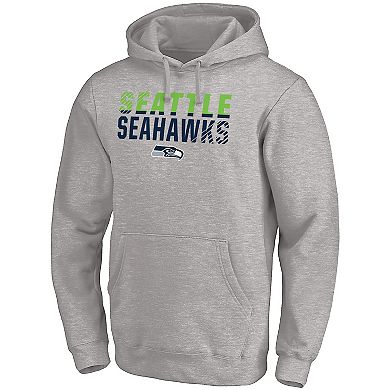 Men's Fanatics Branded Heather Gray Seattle Seahawks Fade Out Fitted Pullover Hoodie