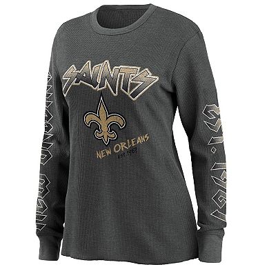 Women's WEAR by Erin Andrews Gray New Orleans Saints Long Sleeve Thermal T-Shirt