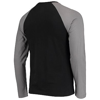 Men's New Era Black/Gray Las Vegas Raiders League Raglan Long Sleeve T-Shirt