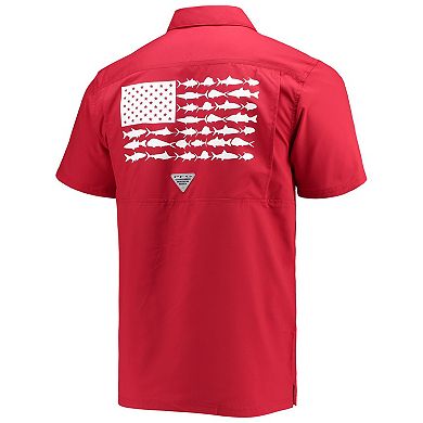 Men's Columbia PFG Crimson Alabama Crimson Tide Slack Tide Camp Button-Up Shirt