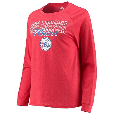 Women's Concepts Sport Heathered Royal/Heathered Red Philadelphia 76ers Raglan Long Sleeve T-Shirt & Shorts Sleep Set