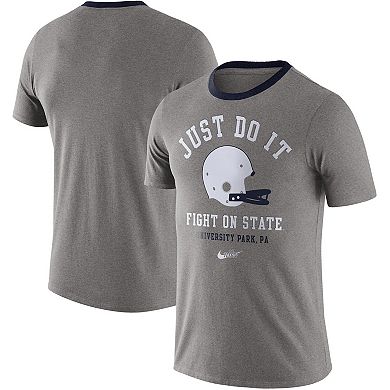 Men's Nike Heathered Gray Penn State Nittany Lions Vault Helmet Tri-Blend T-Shirt