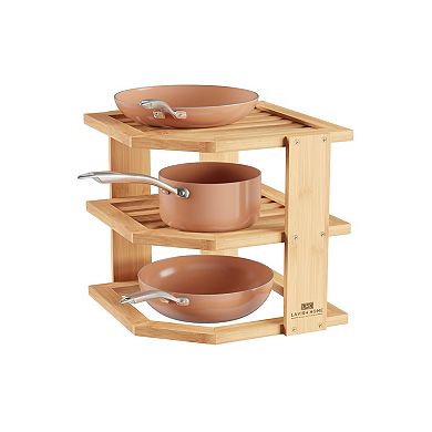 Hastings Home 3-Tier Bamboo Corner Shelf