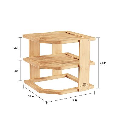 Hastings Home 3-Tier Bamboo Corner Shelf