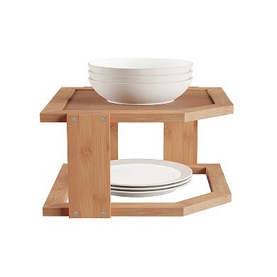 Hastings Home 2-Tier Bamboo Corner Shelf