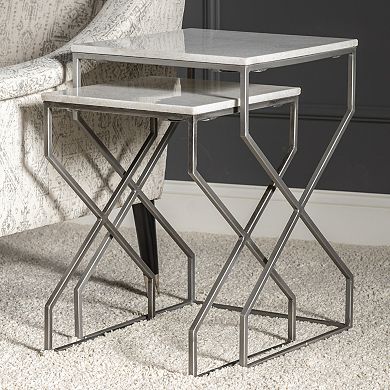 Marcie Marble Top End Table 2-piece Set