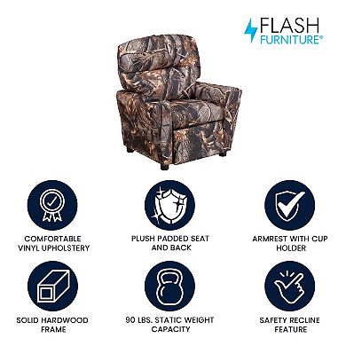 Kids Flash Furniture Contemporary Cup Holder Recliner Arm Chair