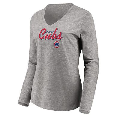 Women's Fanatics Branded Royal/Heathered Gray Chicago Cubs Team V-Neck T-Shirt Combo Set