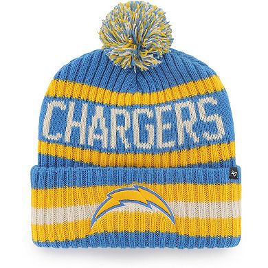 Men's '47 Powder Blue Los Angeles Chargers Bering Cuffed Knit Hat with Pom