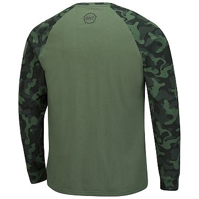 Men's Colosseum Olive/Camo Iowa State Cyclones OHT Military Appreciation Raglan Long Sleeve T-Shirt