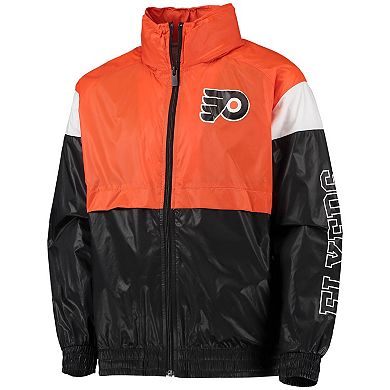 Youth Orange/Black Philadelphia Flyers Goal Line Full-Zip Hoodie Windbreaker Jacket