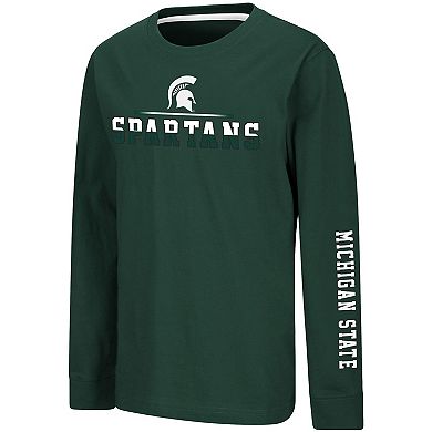 Youth Colosseum Green Michigan State Spartans Two-Hit Long Sleeve T-Shirt