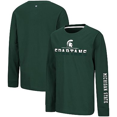 Youth Colosseum Green Michigan State Spartans Two-Hit Long Sleeve T-Shirt