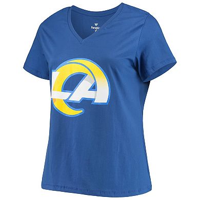 Women's Fanatics Branded Matthew Stafford Royal Los Angeles Rams Plus Size Player Name & Number V-Neck T-Shirt