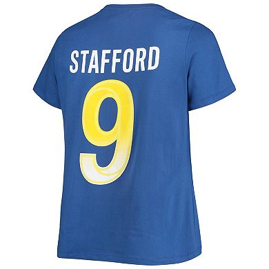 Women's Fanatics Branded Matthew Stafford Royal Los Angeles Rams Plus Size Player Name & Number V-Neck T-Shirt