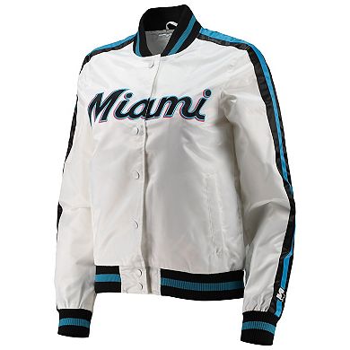 Women's Starter White Miami Marlins Hometown Satin Full-Snap Jacket