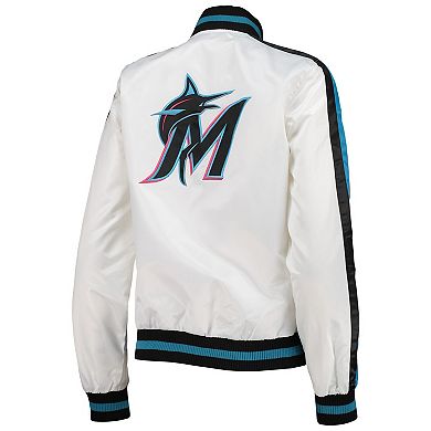 Women's Starter White Miami Marlins Hometown Satin Full-Snap Jacket