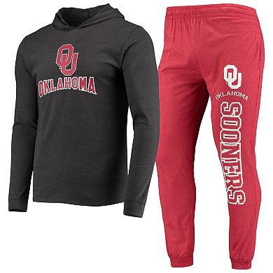 Men's Concepts Sport Crimson/Heather Charcoal Oklahoma Sooners Meter Long Sleeve Hoodie T-Shirt & Jogger Pajama Set