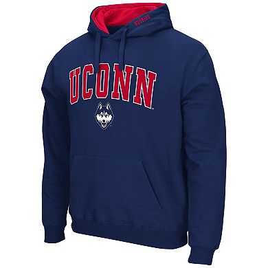 Men's Colosseum Navy UConn Huskies Arch & Logo 3.0 Pullover Hoodie