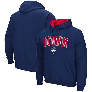 Men's Colosseum Navy UConn Huskies Arch & Logo 3.0 Pullover Hoodie