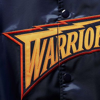 Men's Mitchell & Ness Navy Golden State Warriors Big & Tall Hardwood Classics Raglan Satin Full-Snap Jacket